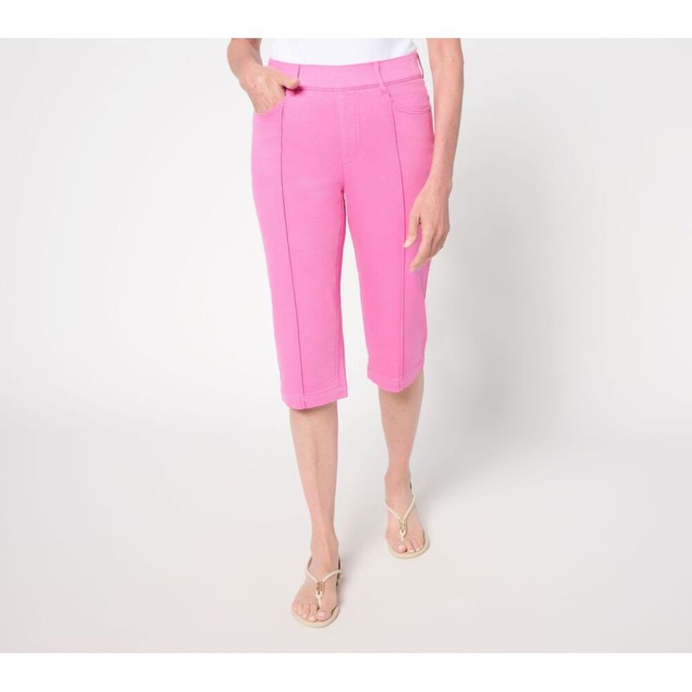 Truth + Style Women's Petite Pants 12P True Denim Color Pedal Pusher Pink